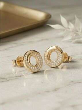 S925 Minimalist 0.25ctw Moissanite Circular Donut Stud Earrings